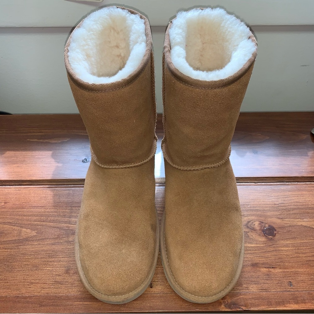 UGG | Koolaburra Chestnut Suede Shearling Mid-Calf Boots - Picture 2 of 8